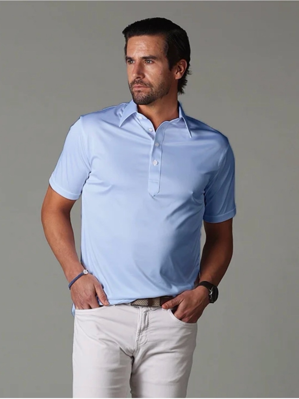 Collars & Co English Spread Original Dress Collar Polo Light Blue Size Large NEW